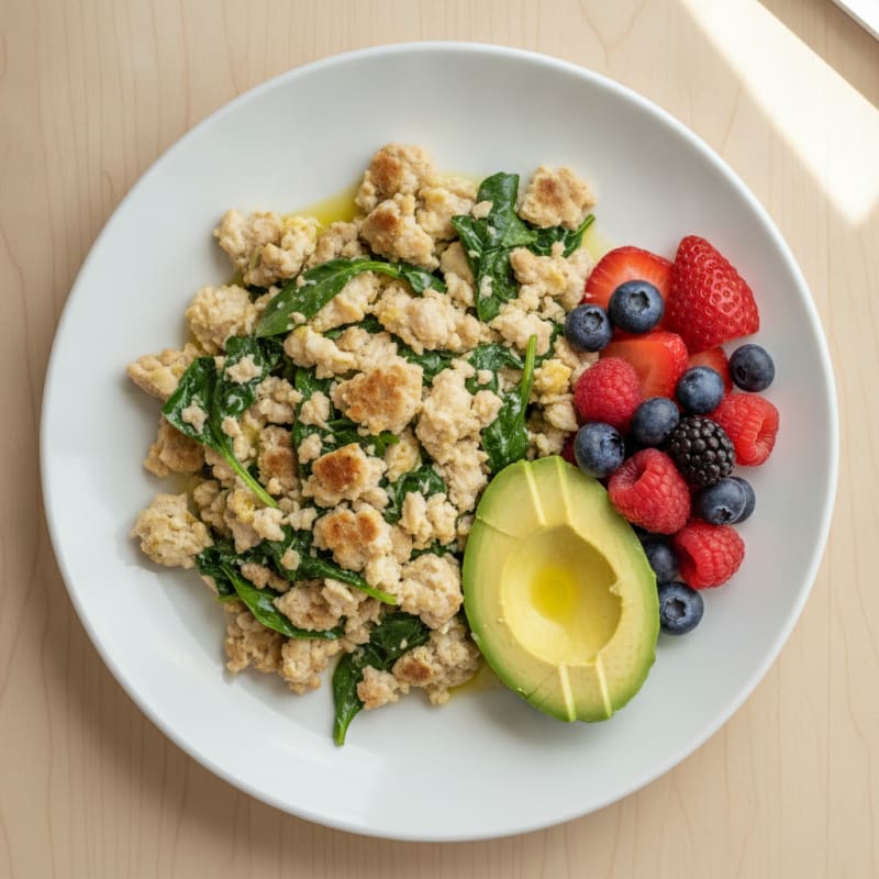 Egg White and Turkey Sausage Scramble with Spinach