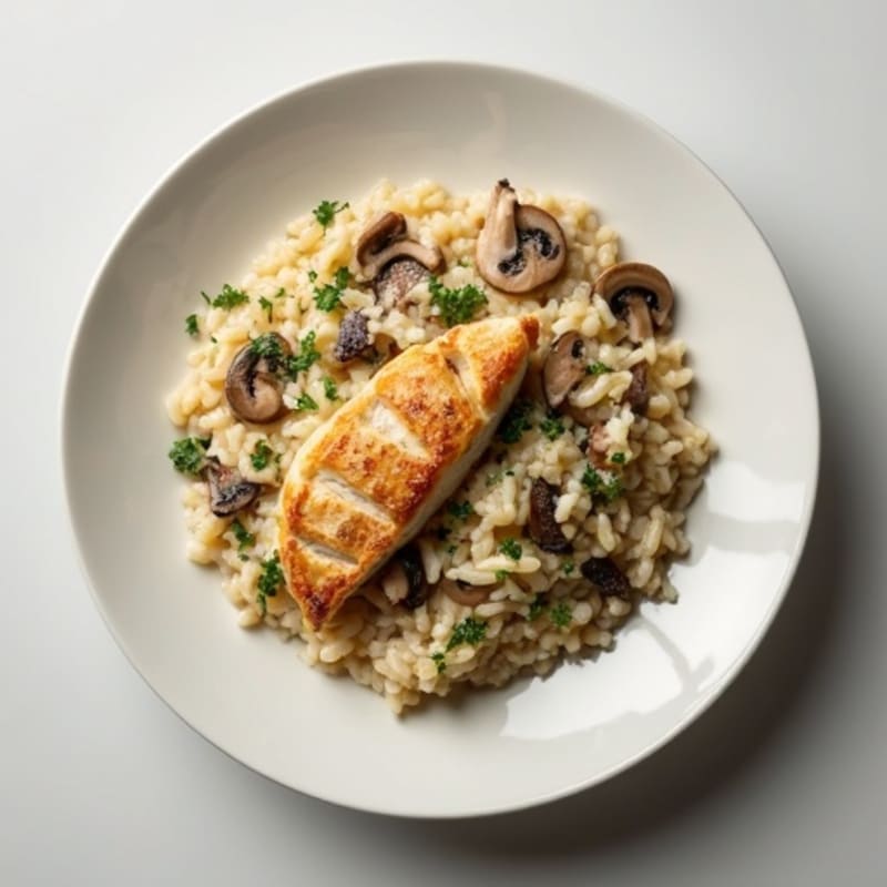 Light Creamy Mushroom Risotto with Chicken