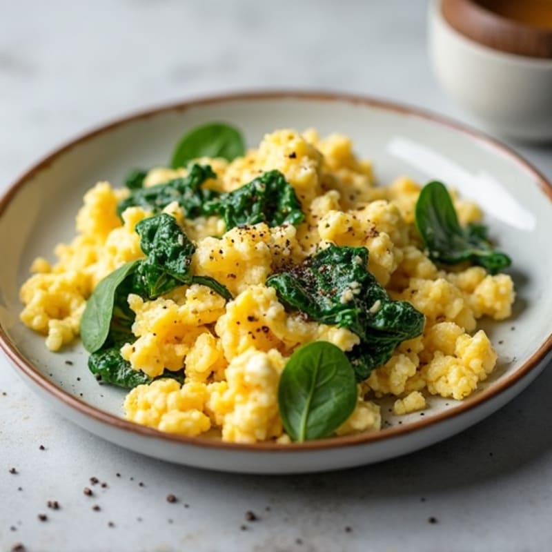 Egg White Scramble with Cottage Cheese and Spinach