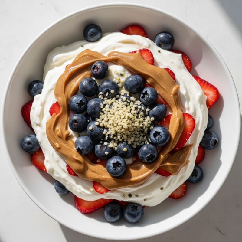 Greek Yogurt Protein Parfait with Almond Butter and Berries
