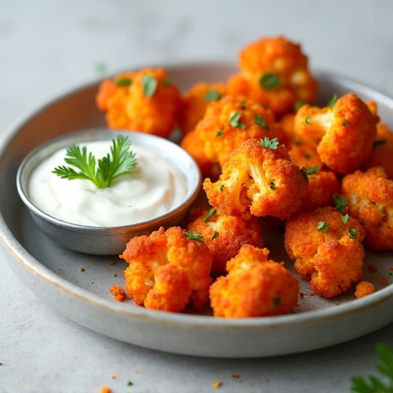 Crispy Buffalo Cauliflower Bites with Herb Ranch
