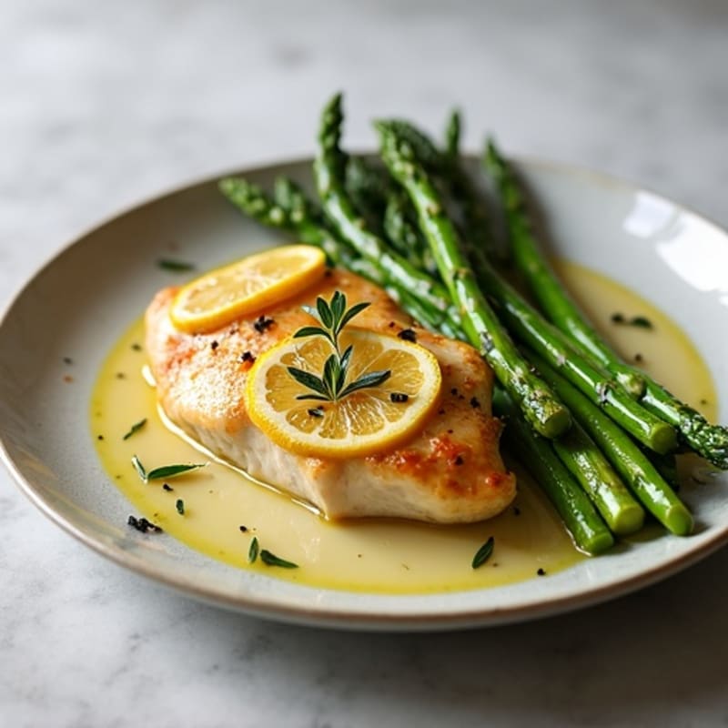 Lemon Herb Pan-Seared Chicken with Roasted Asparagus
