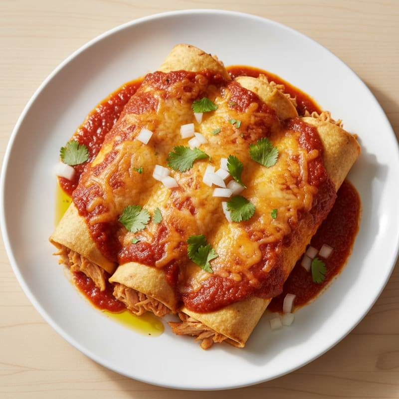 Chicken Enchiladas with Red Chili Sauce
