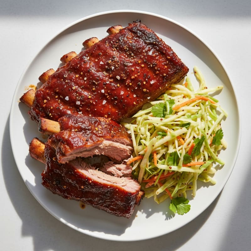 Smoky BBQ Pork Ribs with Zesty Slaw