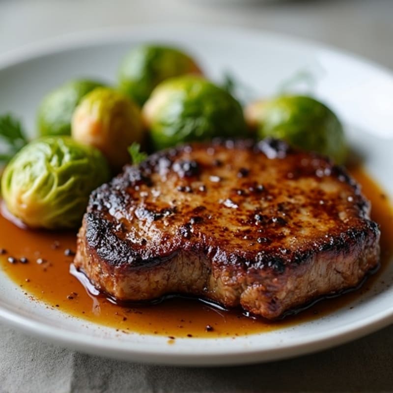 Pan-Seared Ribeye Steak with Crispy Brussels Sprouts