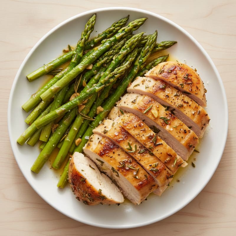 Garlic Herb-Roasted Chicken Breast with Asparagus