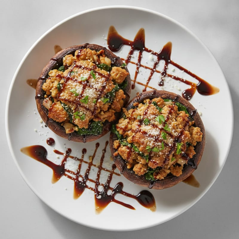 Herb-Stuffed Portobello Mushrooms with Balsamic Glaze