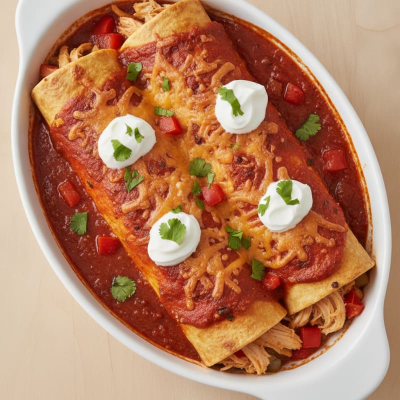 Chicken Enchiladas with Red Chili Sauce