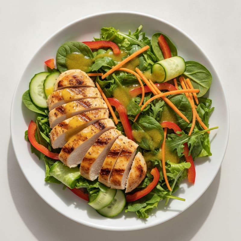 Grilled Chicken Breast Salad with Crunchy Vegetables