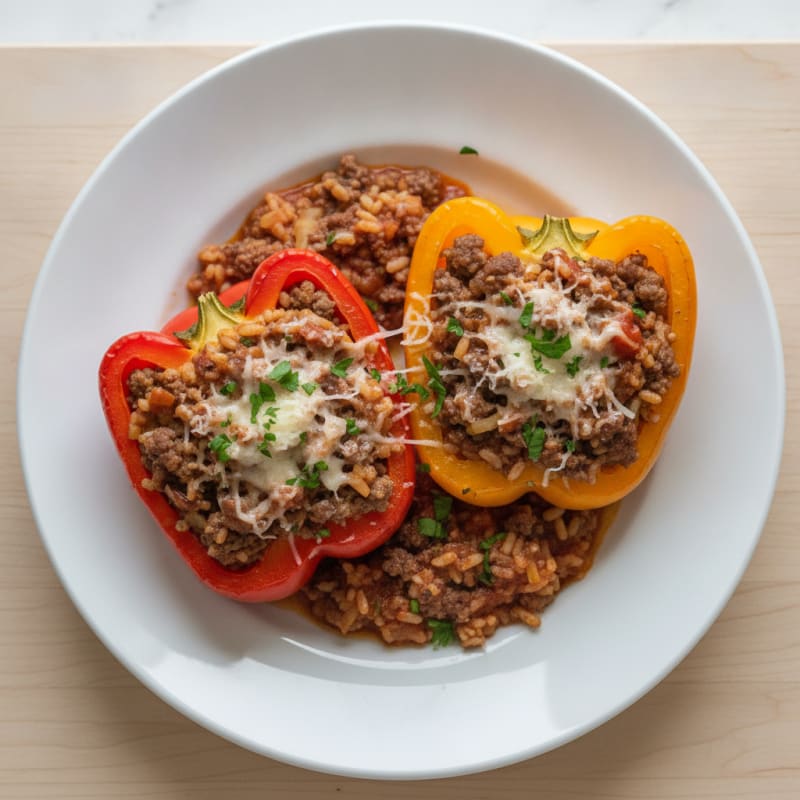 Beef and Rice Stuffed Bell Peppers