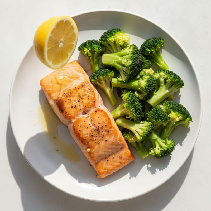 Seared Salmon with Steamed Broccoli