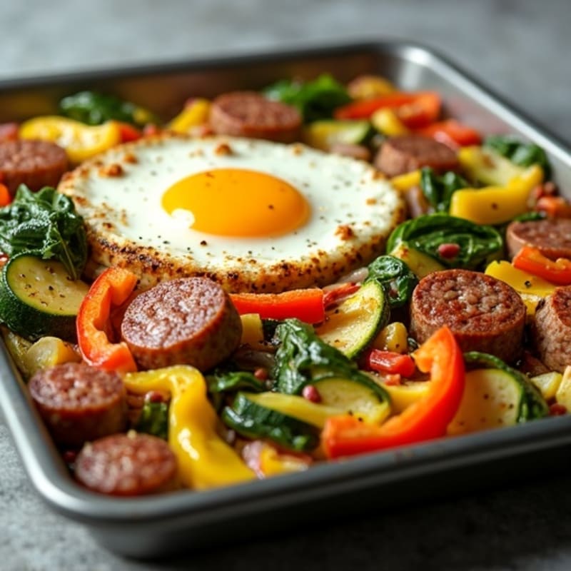 Sheet Pan Sausage and Veggie Scramble