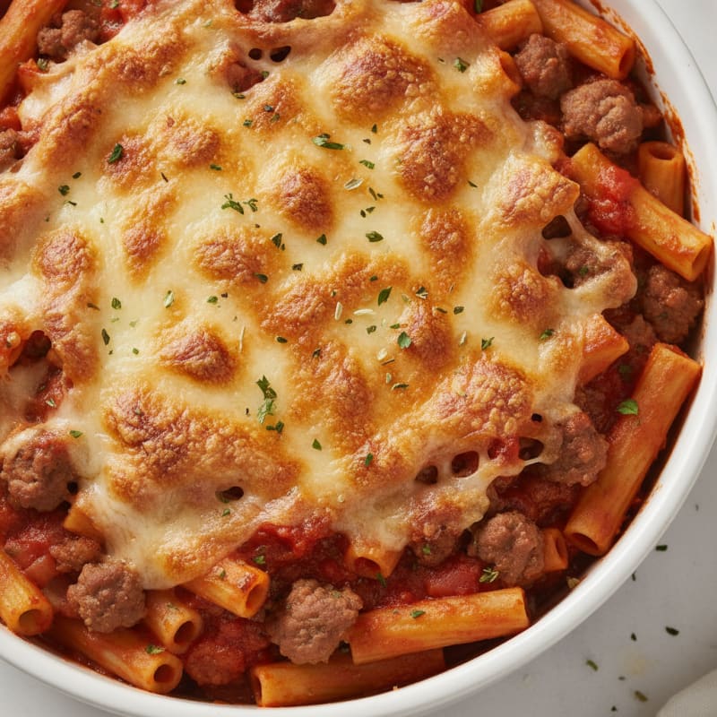 Baked Ziti with Italian Sausage and Beef