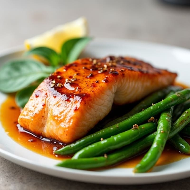 Teriyaki Glazed Salmon with Roasted Green Beans