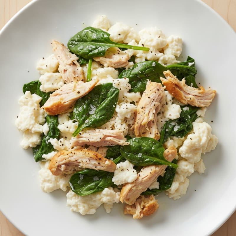 Egg White Scramble with Spinach and Turkey Breast