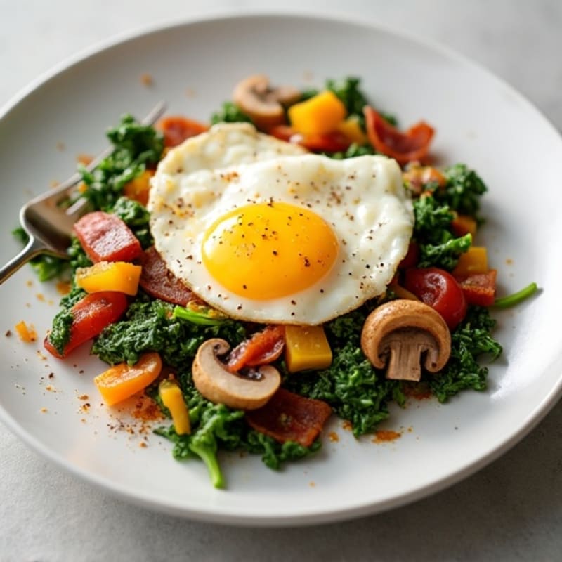Egg White Scramble with Spinach and Turkey Bacon