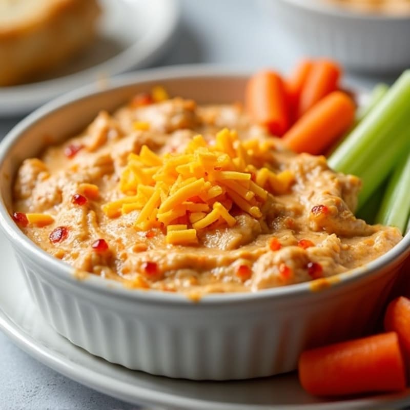 Creamy Baked Buffalo Chicken Dip with Fresh Crunchy Vegetables