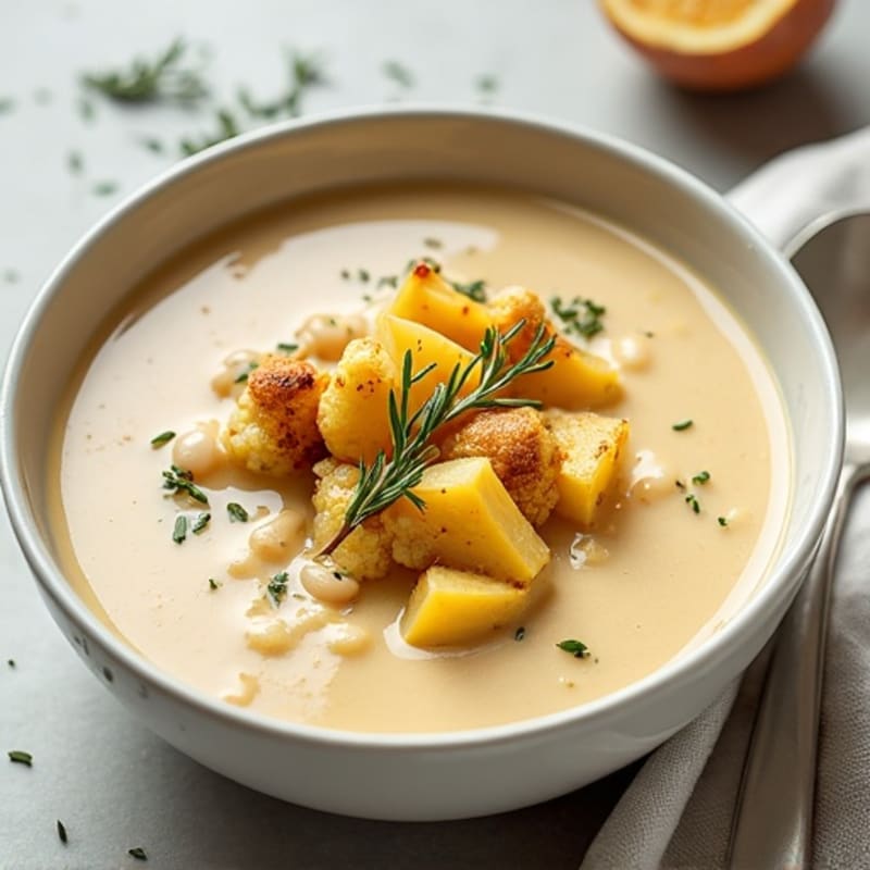 Creamy Roasted Potato and Cauliflower Soup