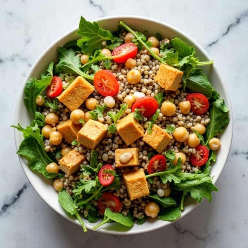 Lentil and Quinoa Power Salad with Roasted Chickpeas