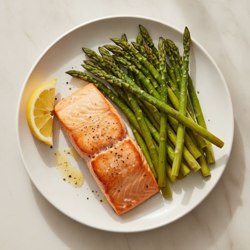 Pan-Seared Salmon with Roasted Asparagus