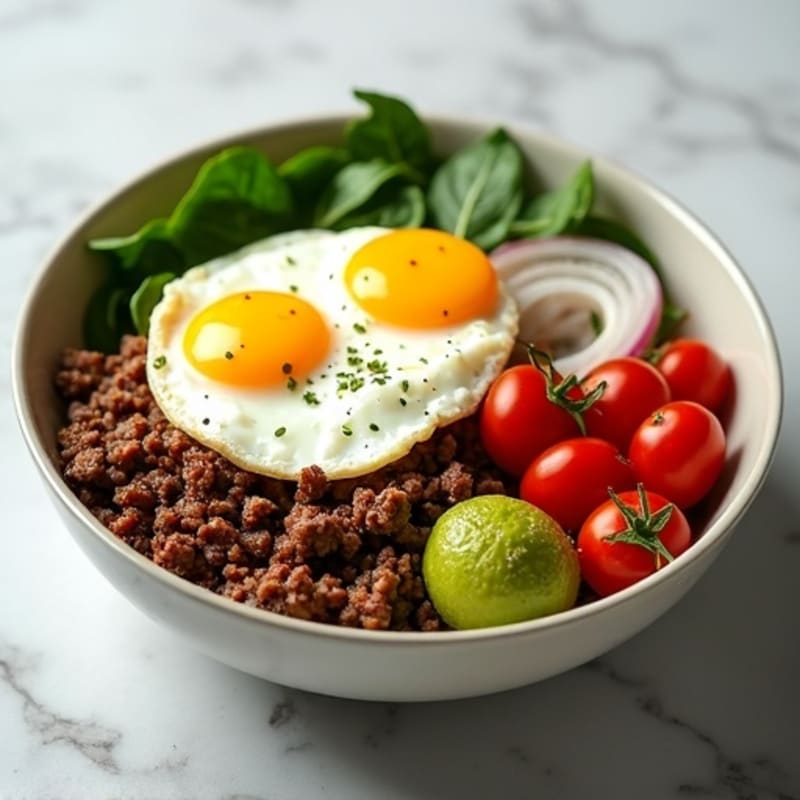 Protein-Packed Ground Beef and Egg Breakfast Bowl