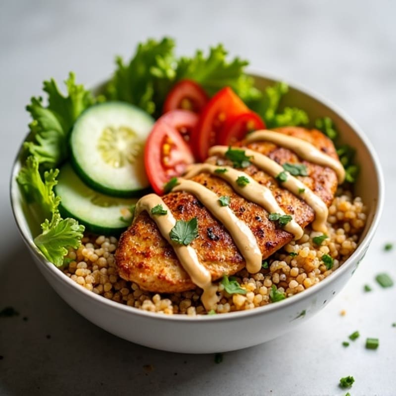 Herb-Spiced Chicken Shawarma Bowl with Garlic Tahini Sauce