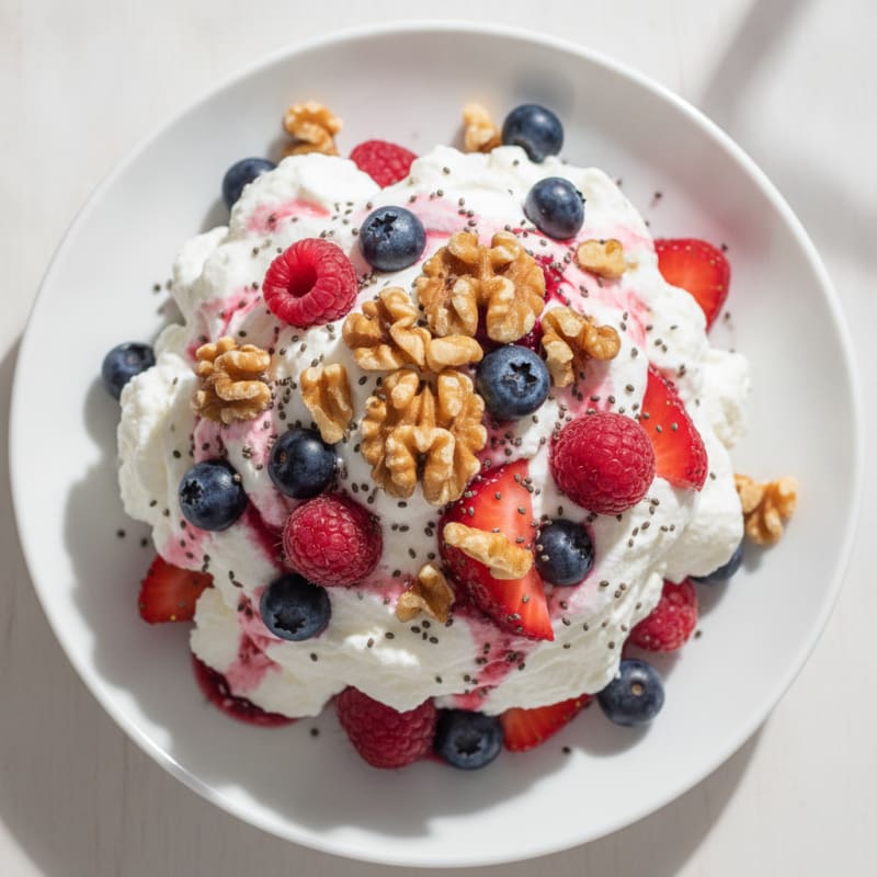 Greek Yogurt Protein Mousse with Mixed Berries