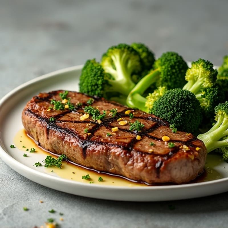 Garlic-Herb Seared Steak with Roasted Broccoli