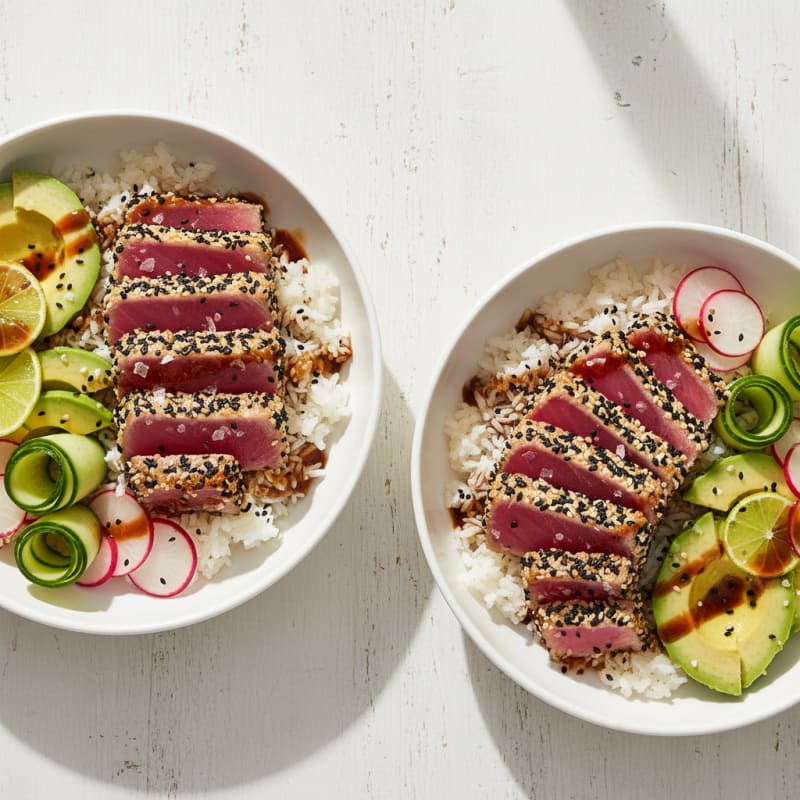 Zesty Seared Tuna Poke Bowls