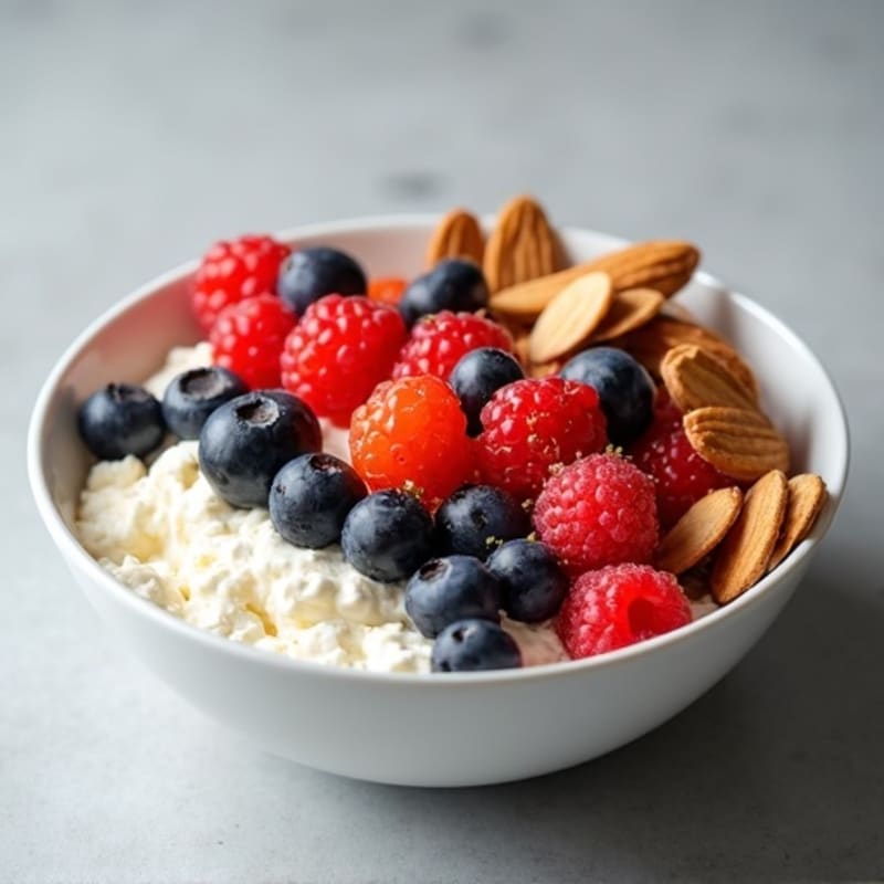 Creamy Cottage Cheese with Fresh Berries and Crunchy Toasted Almonds