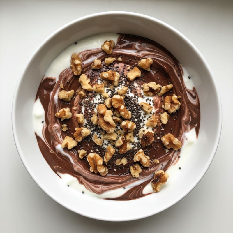 Creamy Greek Yogurt with Chocolate Protein and Chopped Nuts
