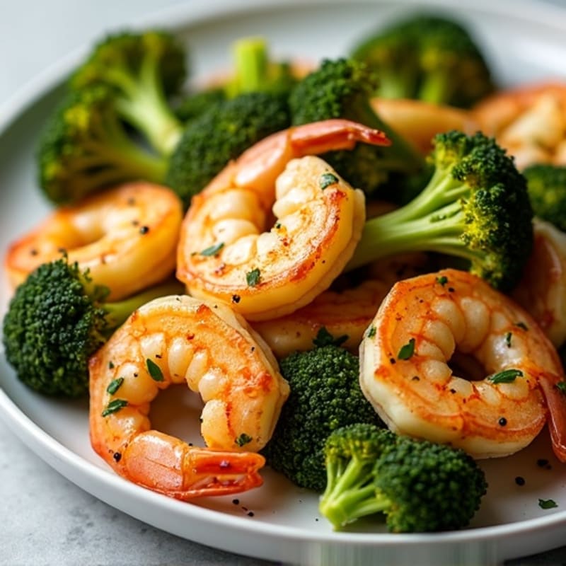 Pan-Seared Garlic Shrimp with Crispy Roasted Broccoli