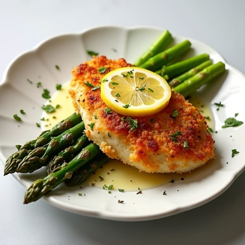 Crispy Lemon Herb Chicken with Roasted Asparagus