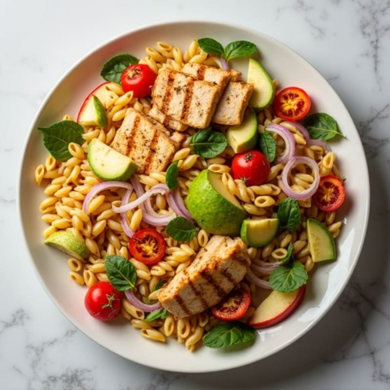 Grilled Chicken Pasta Salad with Roasted Vegetables