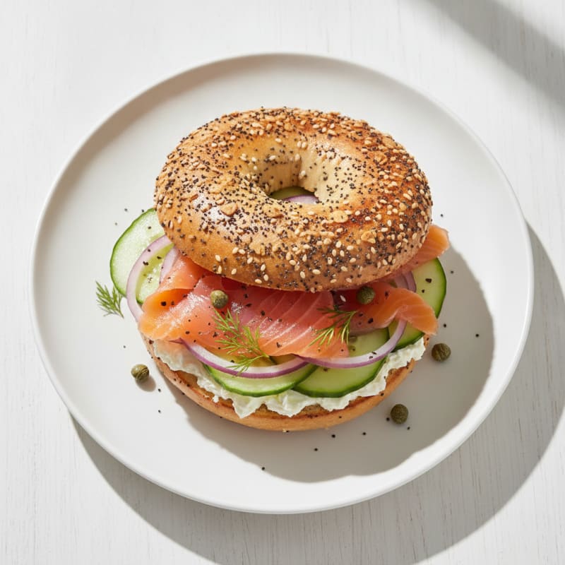 Smoked Salmon Everything Bagel Sandwich