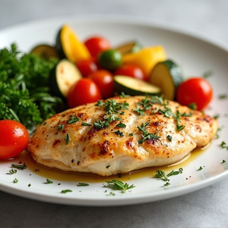 Herb-Crusted Pan Seared Chicken with Roasted Vegetables
