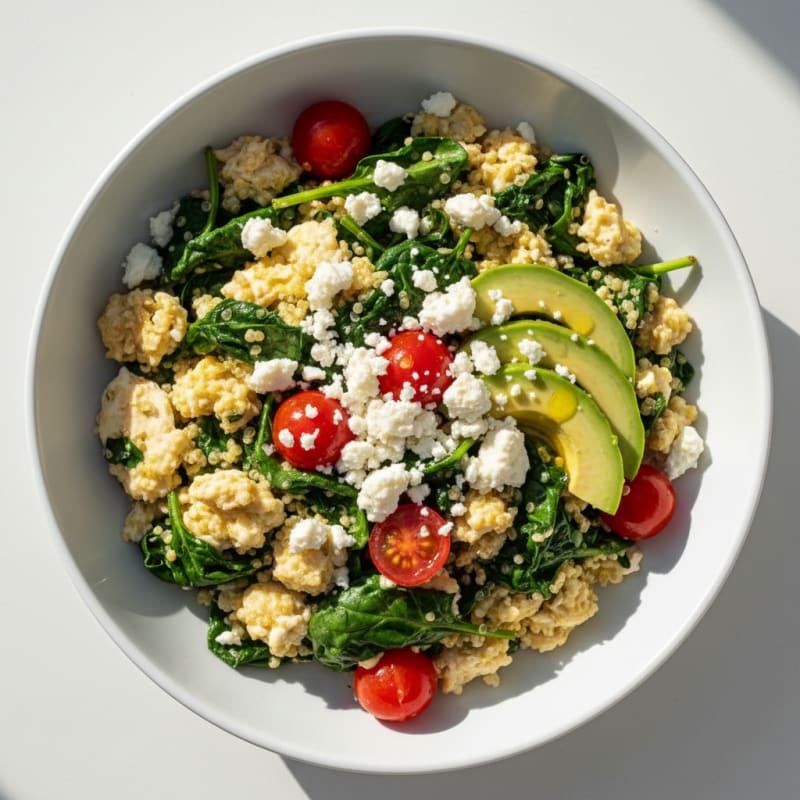 Scrambled Egg Whites with Spinach and Quinoa