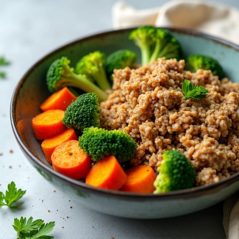 Lean Ground Turkey Power Bowl with Roasted Sweet Potatoes and Cris Crispy Broccoli
