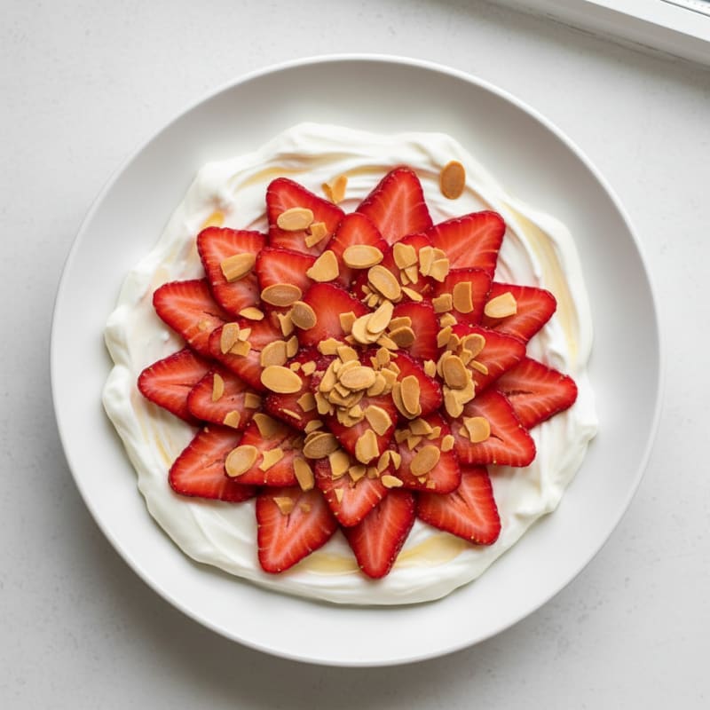 Vanilla Protein Yogurt with Sliced Strawberries