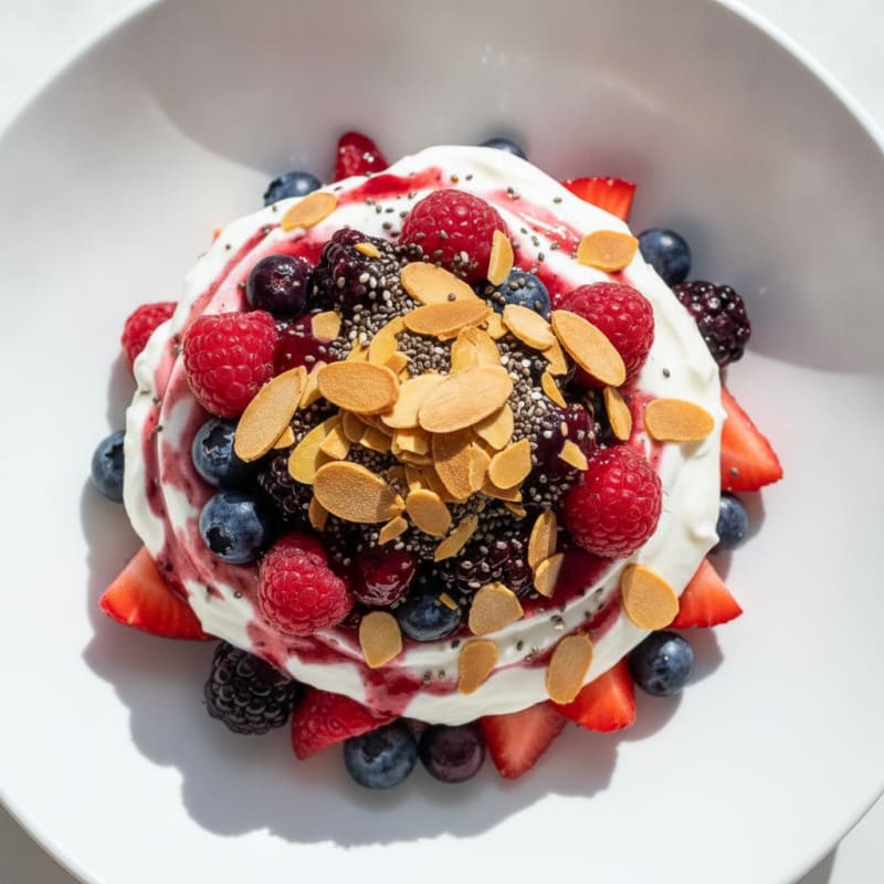 Greek Yogurt Protein Parfait with Mixed Berries