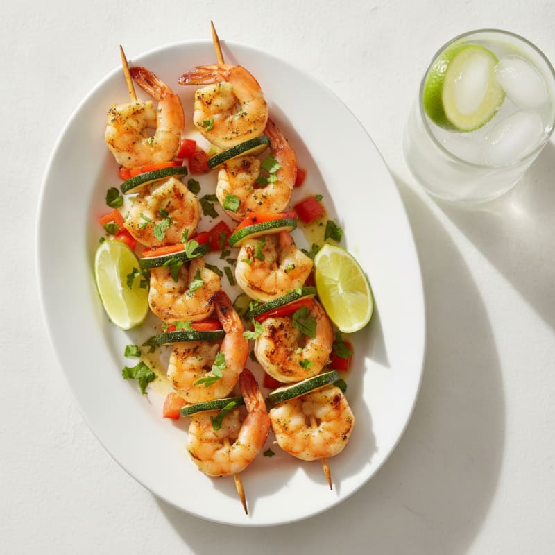 Gin and Tonic with Cilantro-Lime Grilled Shrimp
