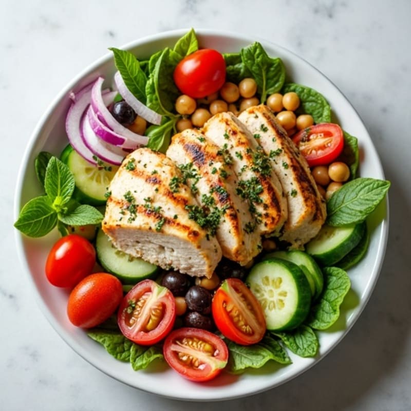 Fresh Mediterranean Chopped Salad with Herb-Marinated Feta