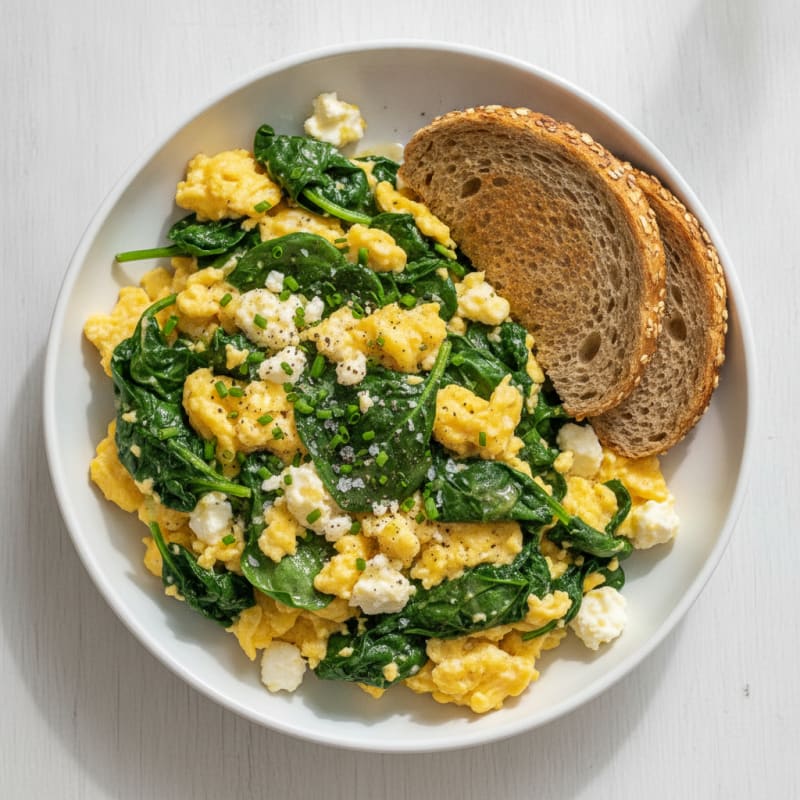 High-Protein Spinach and Feta Scramble