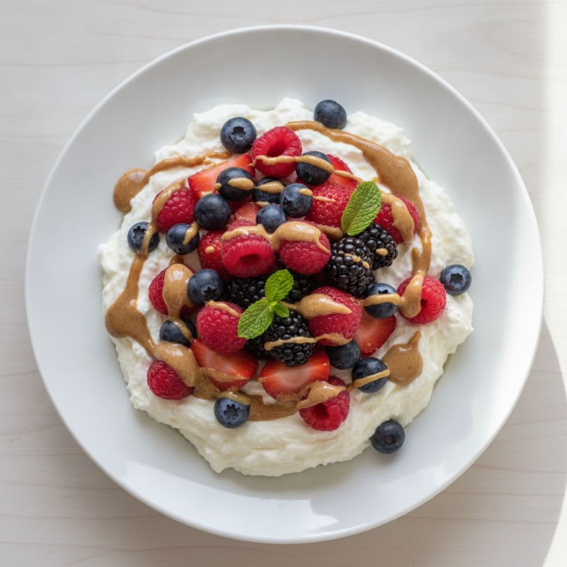 Greek Yogurt Protein Mousse with Mixed Berries