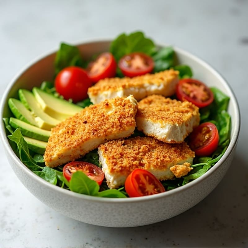 Crispy Chicken and Avocado Salad Bowl