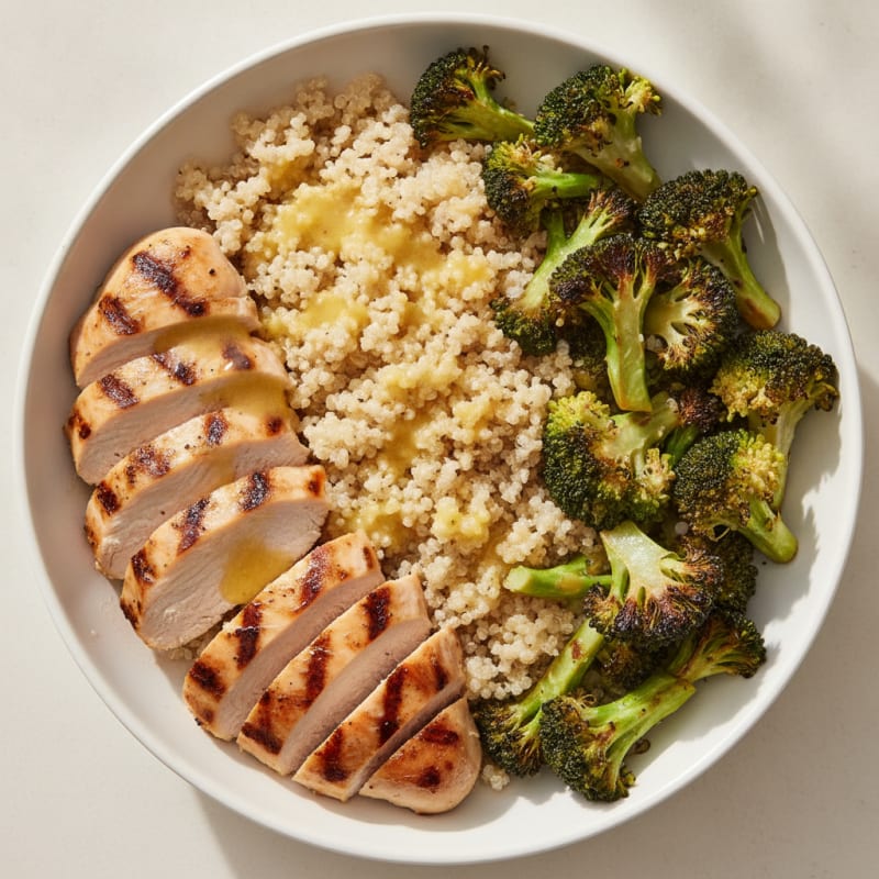 Grilled Chicken and Quinoa Power Bowl with Roasted Broccoli
