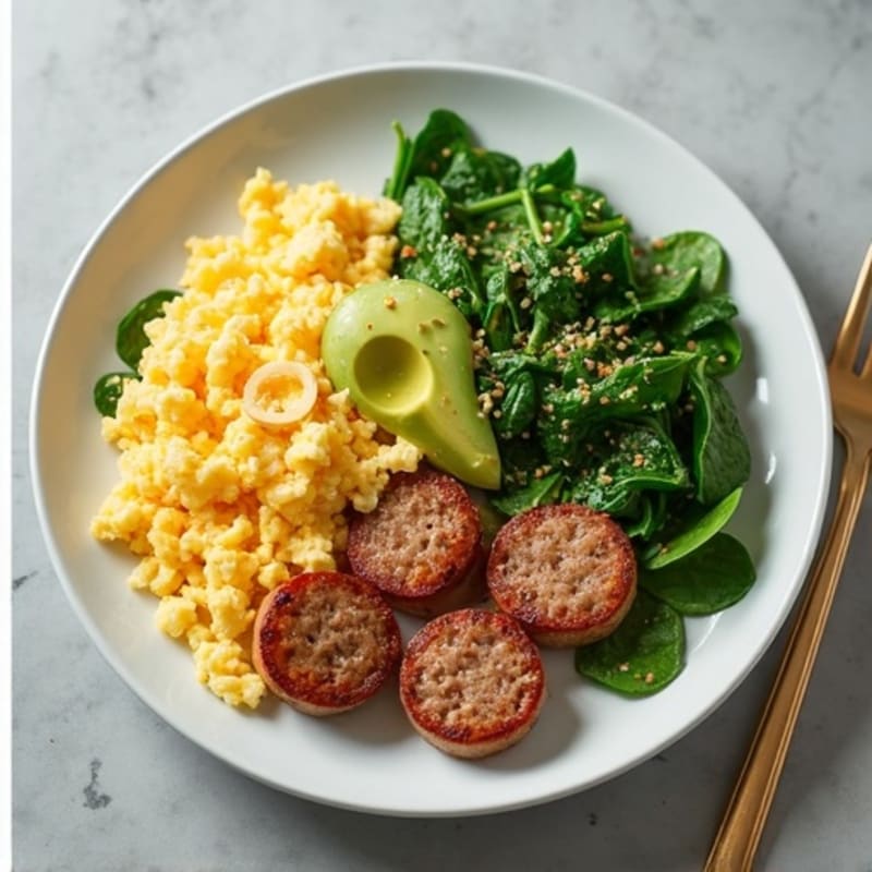 Egg White and Turkey Sausage Scramble with Spinach