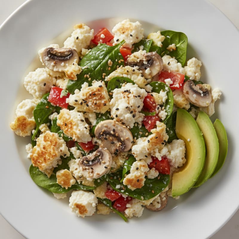 Egg White Veggie Scramble with Cottage Cheese