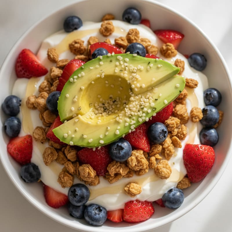 Greek Yogurt Parfait with Protein Granola and Fresh Berries