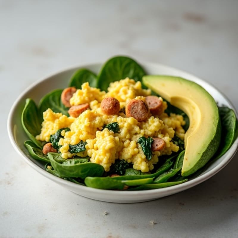 Egg White Scramble with Spinach and Turkey Sausage